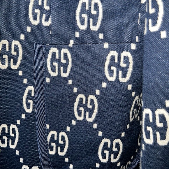 Gucci Navy and Cream Patterned Men's Blazer - Picture 3 of 11